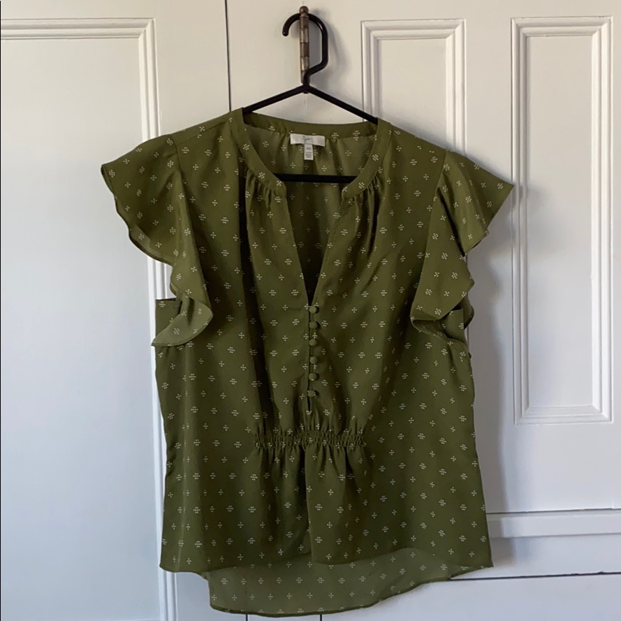 Nwot Joie Flutter Sleeve Army Green Top Sz Xxs